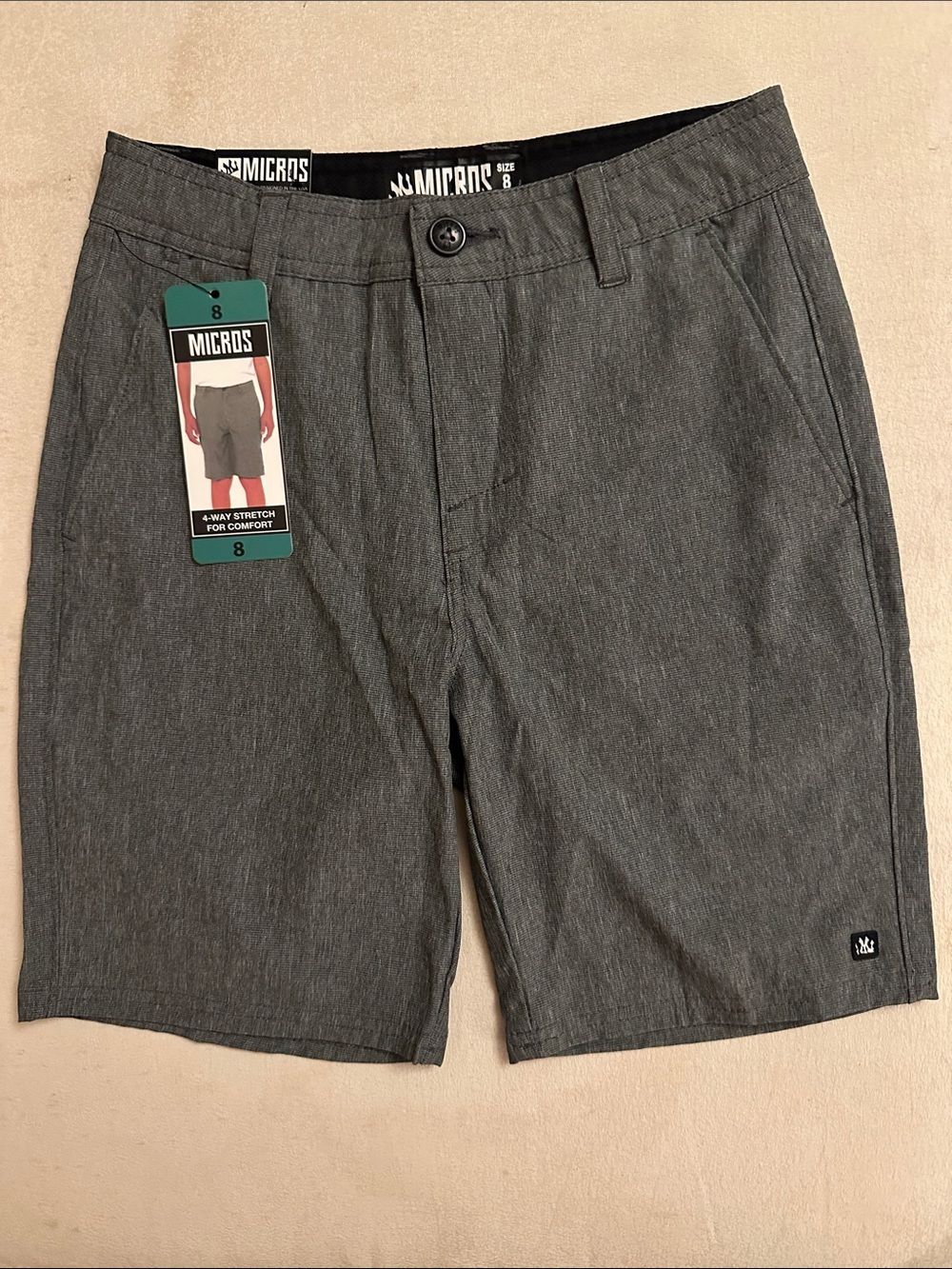 Micros boy’s Charcoal Gray Flat Front Casual Shorts